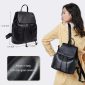 Convertible Women Leather Backpack black dimension