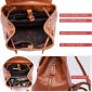 Convertible Women Leather Backpack orange interior