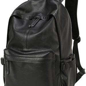 Stylish Black Leather Backpack with Laptop Compartment for Travel 1