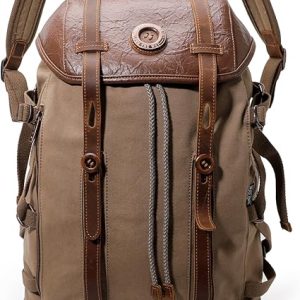 Vintage Leather Backpack Unisex Waterproof Travel Knapsack Hiking Outdoor 1